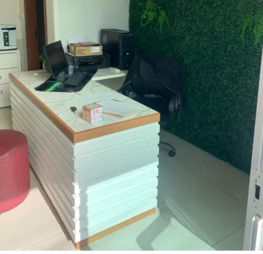 Balcão em L recepção
