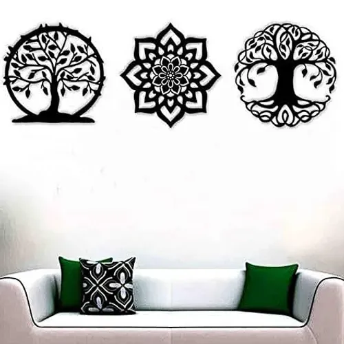 Kit 3 Mandalas Decorativas 60x60cm Vazado - Mdf Cor:Preto. Preço de fabrica. *