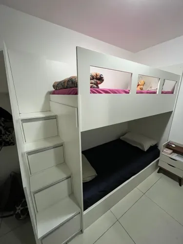 Cama beliche com Baú e gavetas - MDF