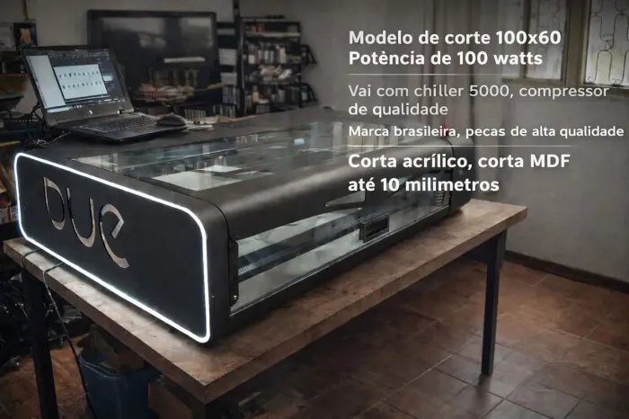Maquina de Corte.a Laser 100w de potência 100x60 Due Max Marca Brasileira Com Treinamento