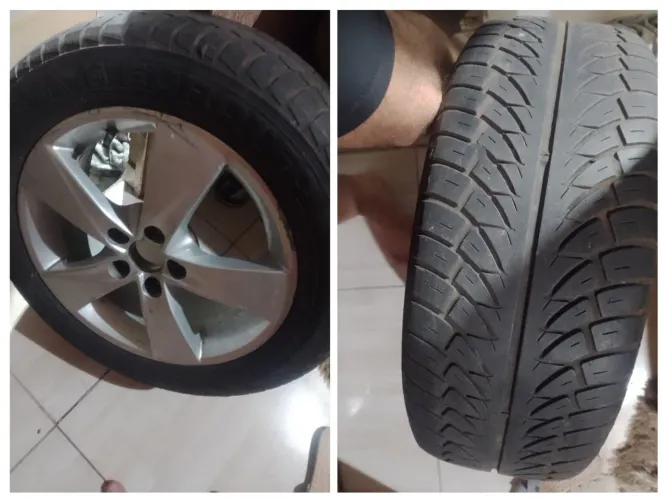 Roda 15 linha volks 5 furos pneu bom só rodar