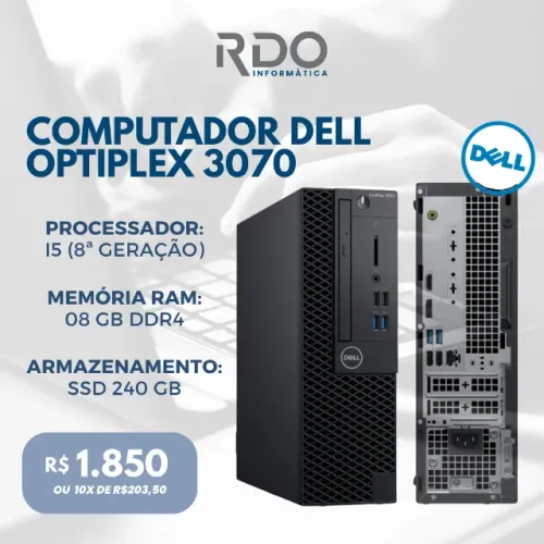 Computador Dell 3070 I5 8A 08GB RAM DDR4 SSD 240GB