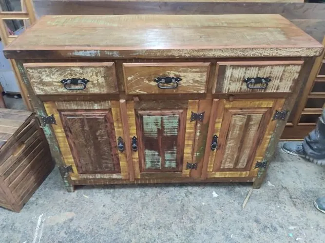 Buffet 3 Portas 3 Gavetas Demolição Com Pátina 1,20
