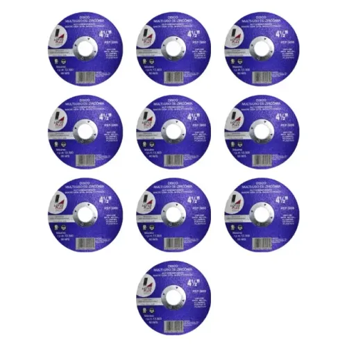 Kit com 10 Discos de Corte para Ferro Zircônia 4.1/2'' 110mm x 20mm x 1mm Lotus 3868