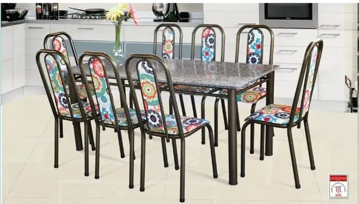Mesa Tampo Pedra 08 Cadeiras Cozinha ou Sala Jantar. São Produtos Novos Direto da Fábrica!