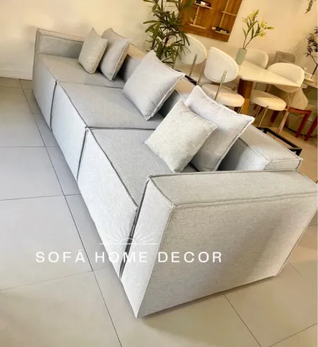 SOFÁ DOMINÓ EM LINHO (3 PEÇAS)
