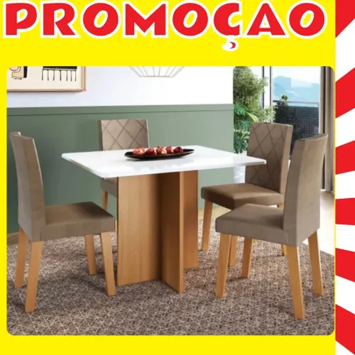 Promoção mesa de jantar com 4 cadeiras, modelo Miami