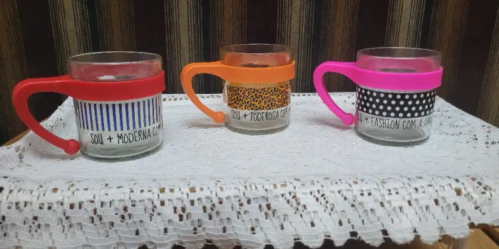 Kit 3 Canecas Vidro Avon Vintage - Poderosa, Moderada e Fashion - Novas
