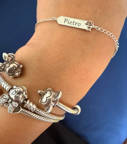 Pulseira em prata RN com nome PIETRO gravado