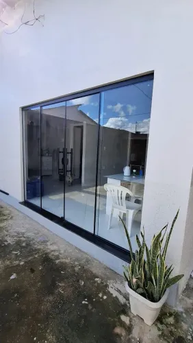 Portas de vidro temperado com moldura de alumínio