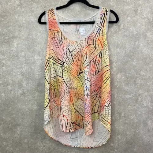 Blusa Regata Viviane Furrier Laranja E Amarelo Tamanho 40