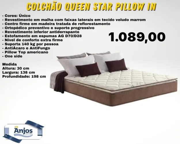 Colchão Queen Star Pillow In - Anjos Colchões ENTREGA HOJE !!! 