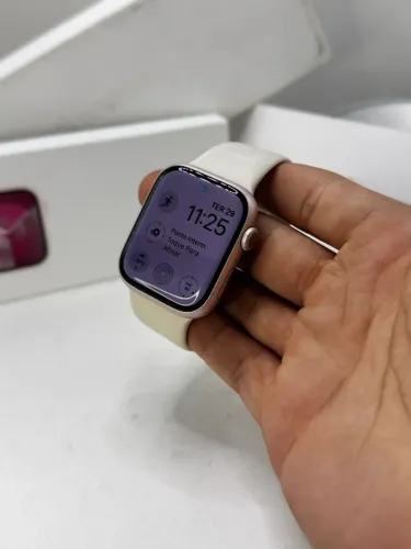 Apple Watch Séries 9 45mm Prink 100% Bateria 64GB Na Caixa Completo Garantia 12/11/2025