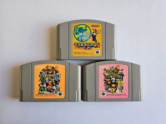 3 jogos: Mario Tennis, Mario Party 2 e Mario Party 3 - Nintendo 64 Japonês