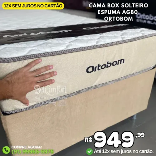 Cama de Solteiro Ortobom 100% Espuma Suporta até 150kg por pessoa
