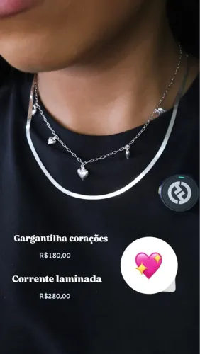 Gargantilha Corações + Corrente Laminada