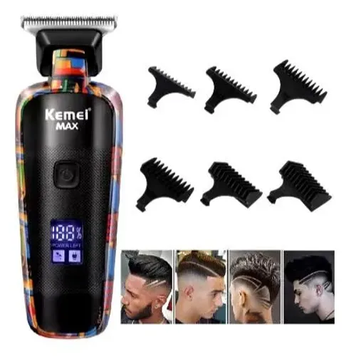 Máquina de Acabamento Kemei Max Profissional - Kit Completo