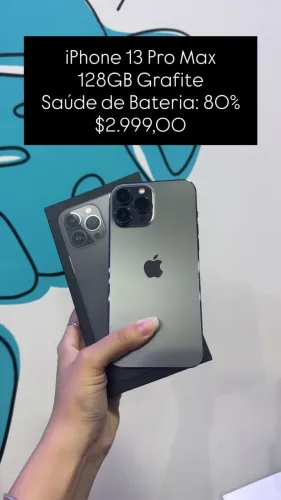Seminovo: iPhone 13 Pro Max 128GB Grafite - Bateria 80% - R$ 2.999,00