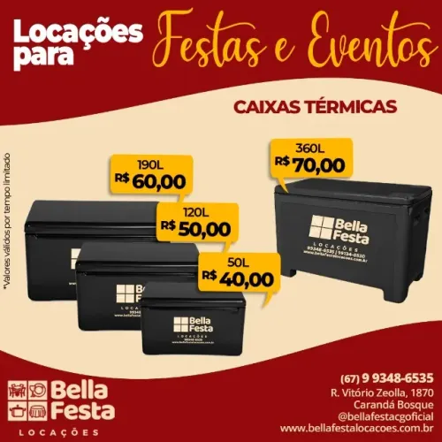 Locamos Caixas Térmicas e Freezer para Festas E eventos
