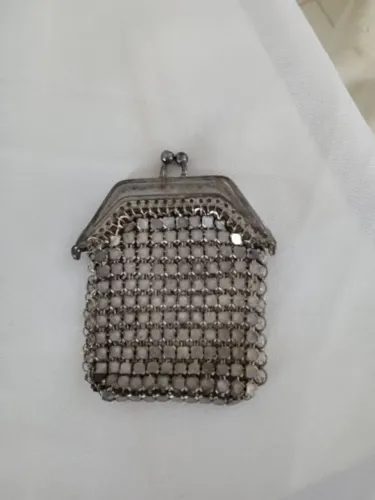 bolsinha de malha de prata antiga