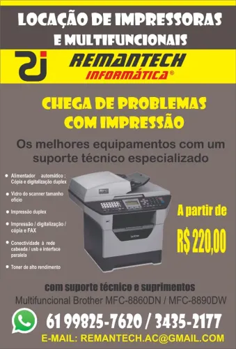 Locação de impressoras multifuncionais Brother Samsung Epson