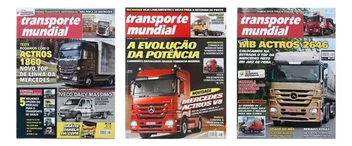 Kit 3 Revistas Transporte - Caminhão Mercedes Benz Actros