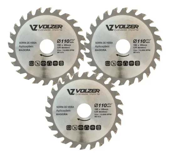 3 Discos Serra De Vídea 110mm X 24d X 20mm Volzer