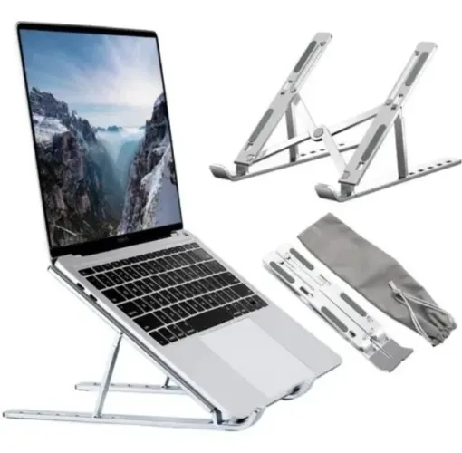 Suporte para Notebook em alumínio Articulado Dobrável Ergonômico e Portátil