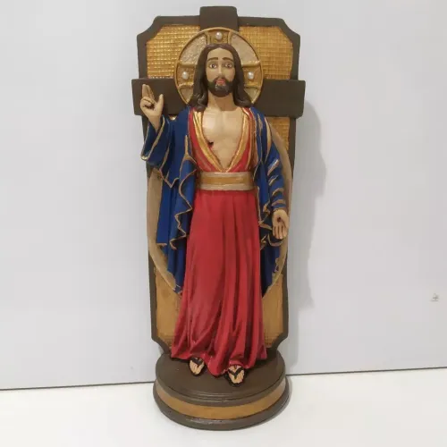 Estátua Imagem Santas Chagas De Cristo & Jesus Ressuscitado 31,5 Cm