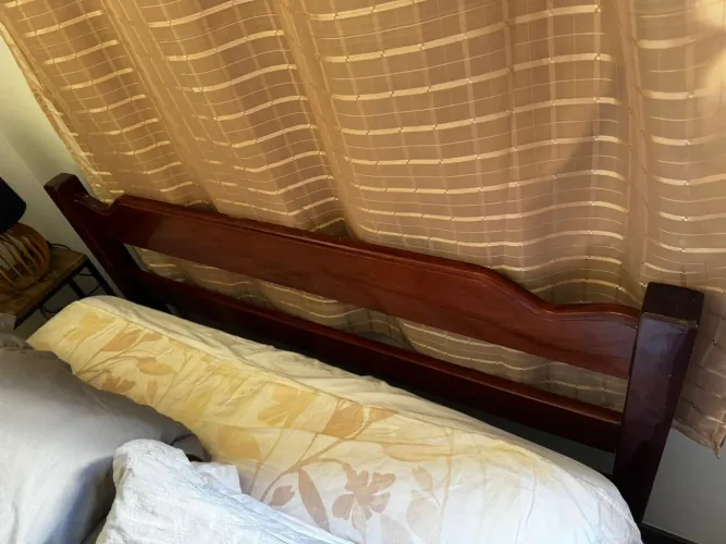 Cama Casal Madeira Maciça + Colchão Molas PilowTop<br>