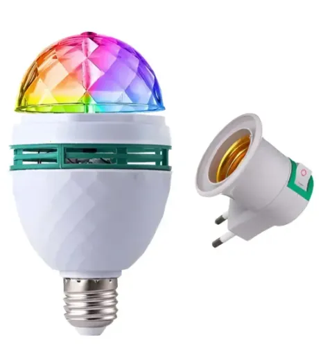 Lâmpada Rgb Led Colorido Giratória 3w Full Bola Maluca para Festa Bivolt E27