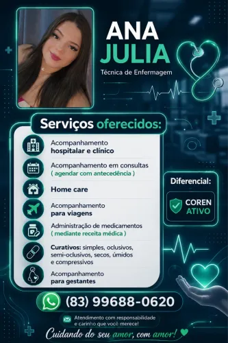 Cuidadora de idosos disponível, profissional de enfermagem