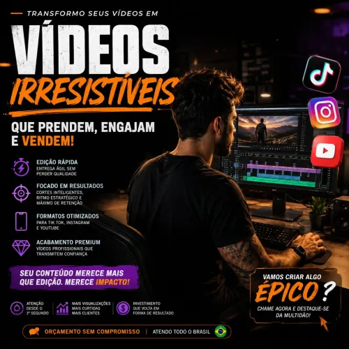 Editor de Vídeo Profissional (Tik Tok, Instagram e YouTube)