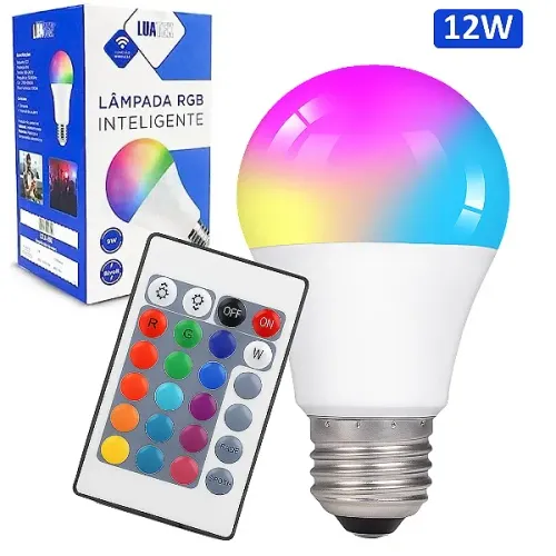Lâmpada de Led 12W RGB Colorida com Controle Remoto - Luatek