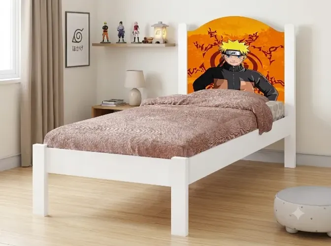 CAMA SOLTEIRA INFANTIL ADESIVADA NARUTO E CAPITÃO AMERICA - TEMOS PRONTA ENTREGA