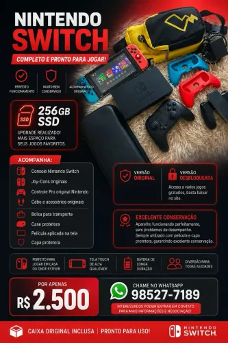 Nitendo Switch Completo 256gb ssd