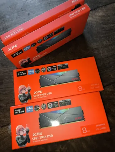 Memória Ram 8GB DDR4 3600mhz XPG D50 RGB, novíssima, em perfeitas condições.