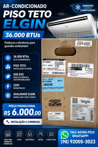 Ar-Condicionado Split Piso Teto Inverter Plus R-32 Elgin 36.000 BTUs Só Frio