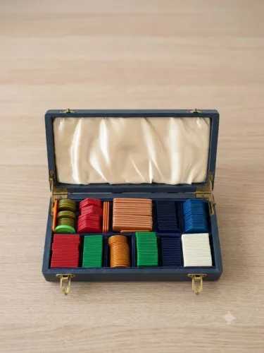 Antigo Estojo De Fichas Para Poker E Jogos De Cartas - Vintage Anos 70/80