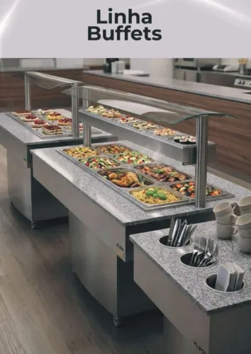 Ac buffet completo 10 quente 12 frio e módulo de pratos