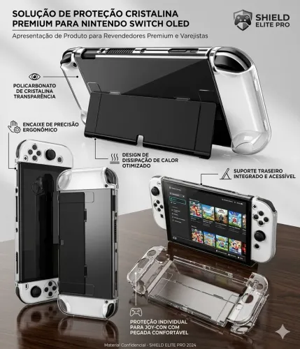 Case de proteção Premium em acrílico para Nintendo Switch OLED