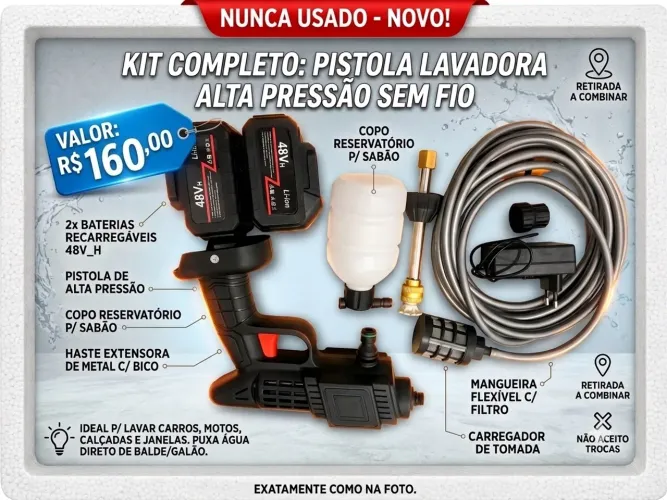 Kit completo pistola lavadora alta pressão