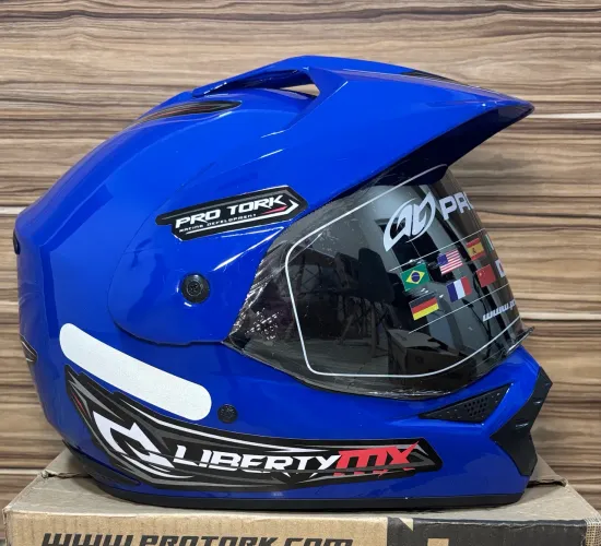 Capacete Cross com viseira espelhada novo