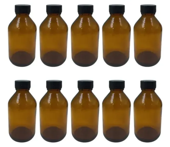 Fracos usados sem  tampa de vidro âmbar marrom de 100ml e 30ml