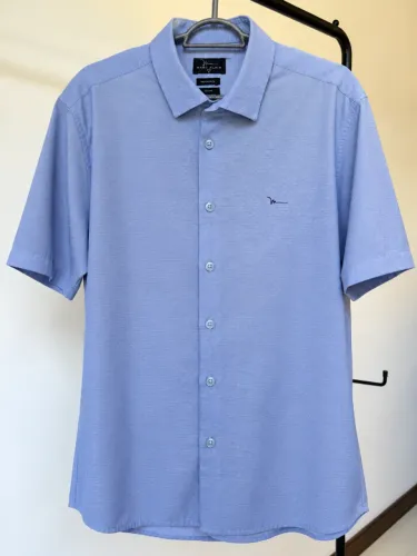 Camisa Masculina Marc Alain Manga Curta Azul Tam. G 41/42