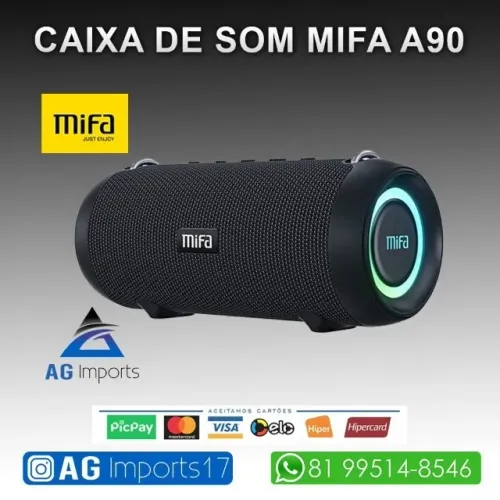 Mifa A90 - Caixa de Som Bluetooth RGB - IPX8 - 60W - 30 horas de música - Lacrada Nova