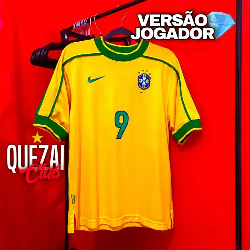 Camisa Nike Seleção Brasileira / Brasil 1998 VERSÃO JOGADOR Home Amarela ORIGINAL