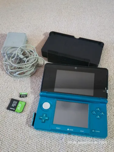 Nintendo 3DS OLD Aqua Blue "Desbloqueado e com Sd de 128GB"