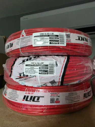 Peça de cabo flexivel 6mm DNI VERMELHO 100 METROS (100% cobre)