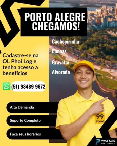 Vagas Motoboy OL Porto Alegre  REGIÃO CENTRO SUL 99 